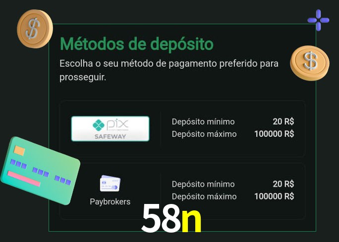 O cassino 58n oferece uma grande variedade de métodos de pagamento